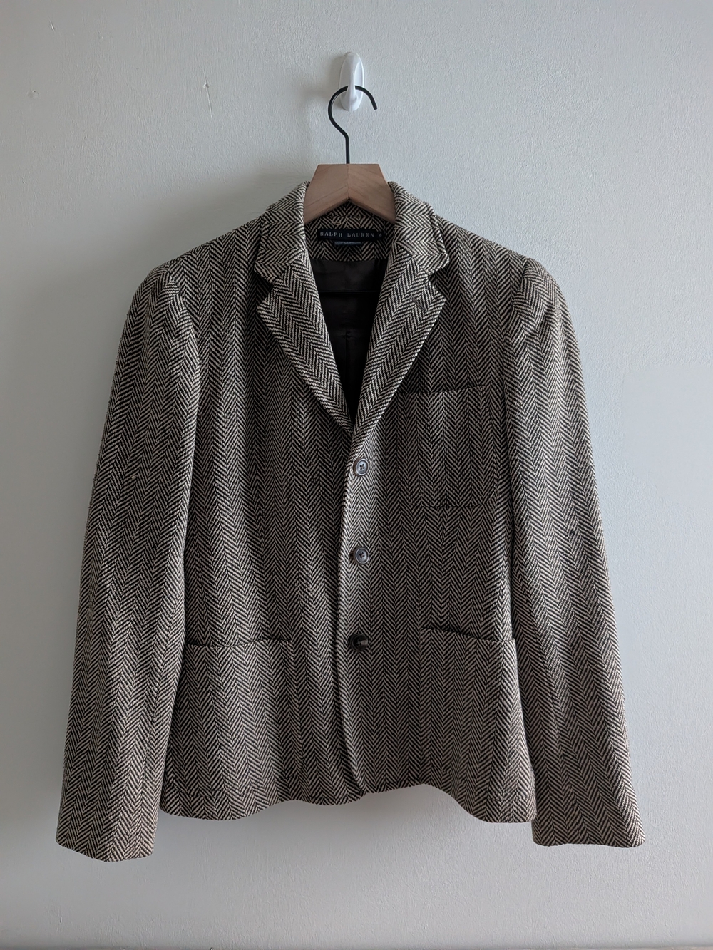 Ralph Lauren Silk Herringbone Blazer - Brown & Cream